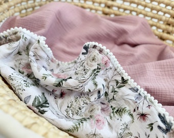 Roze babymeisjesdeken Biologisch katoen Baby inbakerdeken Zomer babydeken Biologisch katoen Superzacht babydeken Gepersonaliseerde draagdoek