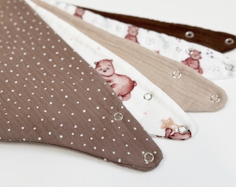 Set 5 Stück Musselin Baby und Kleinkind Halstücher Dreieckstücher Spucktücher Baumwolle Lätzchen Gaze, Geschenk