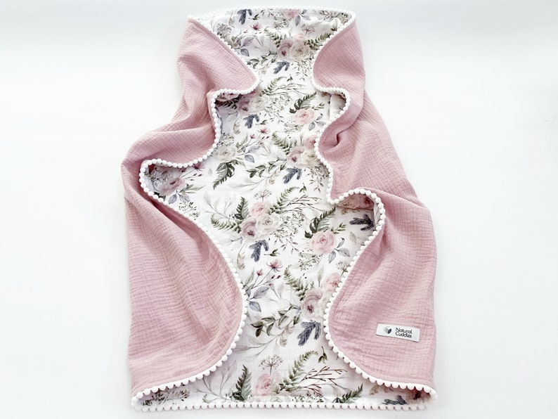 Pink baby Girl blanket Organic cotton Baby swaddle blanket Summer baby blanket Organic cotton Super soft baby blanket Personalised baby wrap old pink blossom