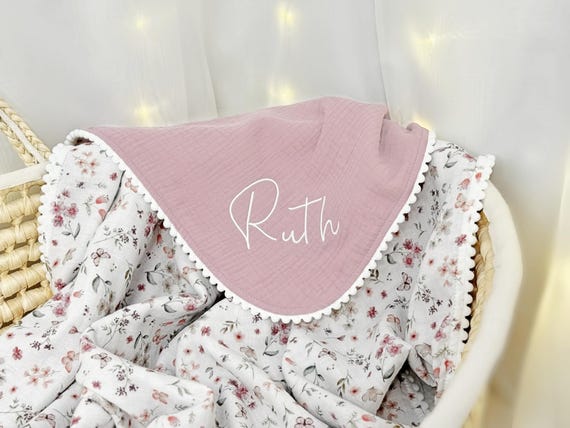 Pink Blossom Super Soft Baby Blanket From Organic Cotton Baby Girl