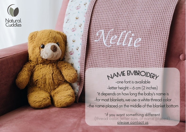 Natural Baby Blanket Organic Cotton Blanket Personalised Baby Etsy