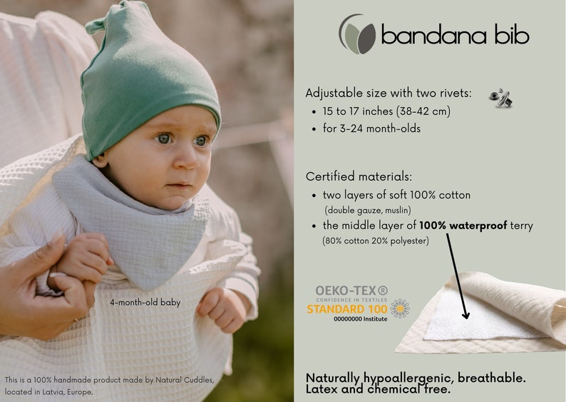 Baby-Lätzchen wasserdicht, Musselin-Bandana-Lätzchen, Spucktuch für Jungen 100 % Bio-Baby-Baumwolle, Geschenk für Neugeborene, Baby Junge Bild 8