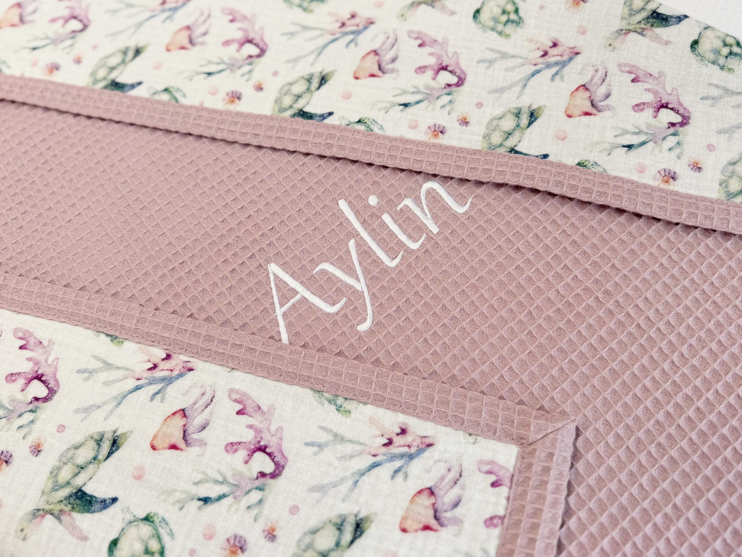 Soft 100% Cotton Baby Blankets, Handmade in Europe, Premium Waffle Cotton, Soft Lightweight Newborn Blanket, Embroidered Name Christmas Gift