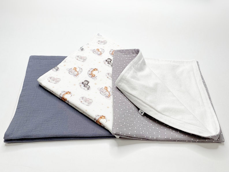 Waterproof blanket baby diaper change pad. Travel changing pad organic cotton Set of 3 baby change pads SET OF 3-grey clouds