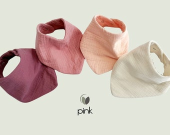 Baby Girl 1st Bavoir Bandana Bib set. De luxe muslin organic. Adjustable for extra drooling and perfect for burping cloth