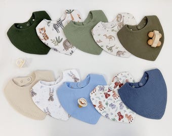 5-pack Baby Bandana bibs, Baby burp cloths, Organic baby shower gift from organic cotton, Waterproof baby bibs, Absorbent cotton cloths