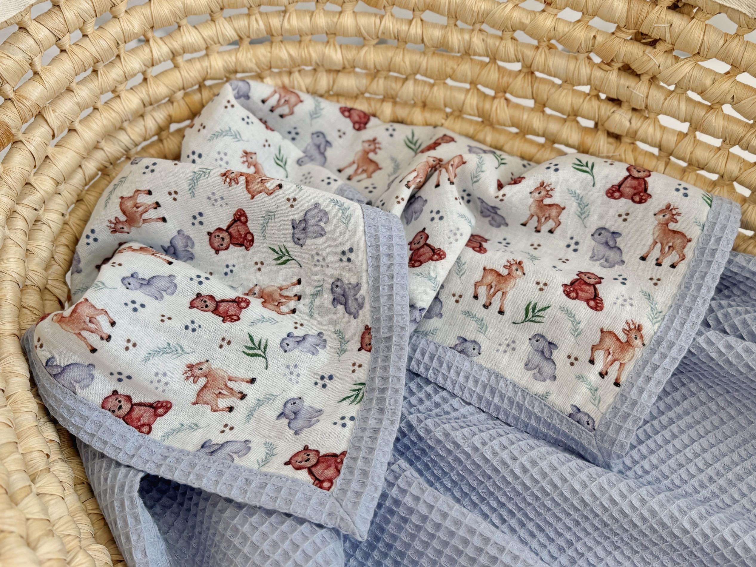 Embroidered Name Baby Blanket, Personalized Baby Blanket, Organic Cotton Muslin Swaddle, Lightweight Woodland Summer Blanket