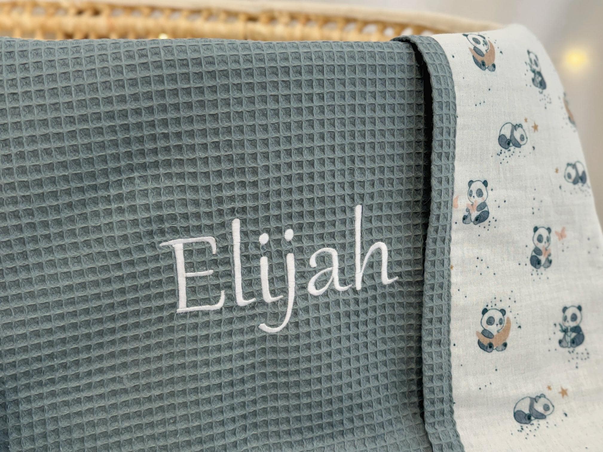 Embroidered Name Baby Blanket, Personalized Baby Blanket, Organic Cotton Muslin Swaddle, Lightweight Woodland Summer Blanket