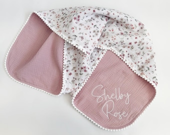 Personalised Baby blanket from Organic cotton Baby gift for newborn Baby receiving blanket Embroidered Super soft baby blanket Baby wrap