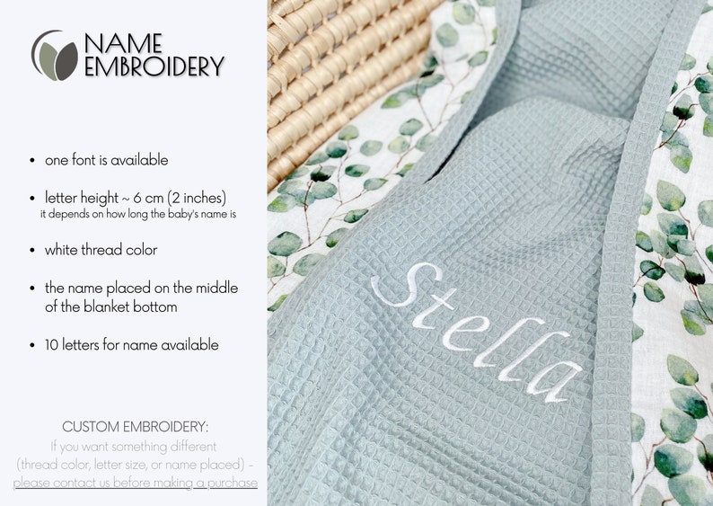 Natural Baby Blanket Organic Cotton Blanket Personalised Baby Etsy