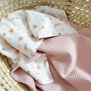 100% cotton baby blanket, Summer Baby boy blanket, Personalised name blanket, Baby boy shower gift, Organic cotton blanket pink butterflies