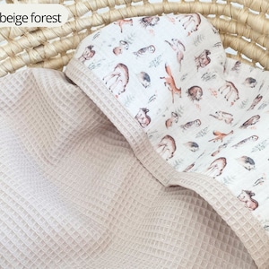 Neutraal Biologisch katoen Superzacht Gepersonaliseerde babydeken meisje Wafel babydeken Kinderwagendeken Biologische Regenboog babymousseline deken light beige forest