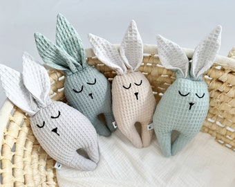Muñeco de Pascua para bebé, sonajero de gofre, juguete para baby shower, peluche de animal, juguete orgánico