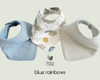 Three layer Waterproof drool bibs Double-sided Baby bandana bibs Organic cotton baby bibs Baby boy Baby girl Muslin bib Super soft bibs