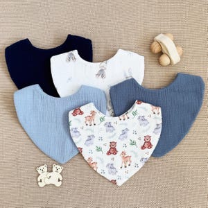 モスリンベビー＆幼児用バンダナビブ5枚セット - 新生児用バープクロス、コットンモスリン - ギフトに最適、男の子用バープクロス、ユニークな男の子へのギフト