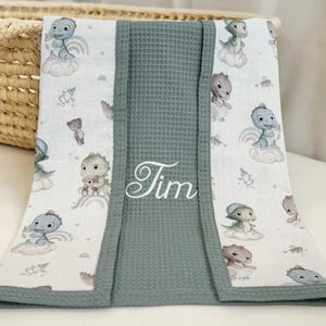 Embroidered Name Blanket - New Baby Gift - Organic Cotton Blanket - Personalized Baby Gift - Custom Name Blanket - Soft Cotton Blanket