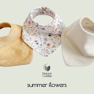 Bavoirs imperméables à trois épaisseurs Bavoirs bébé bandana double face Bavoirs bébé en coton bio Bébé garçon Bébé fille Bavoir en mousseline Bavoirs super doux summer flowers