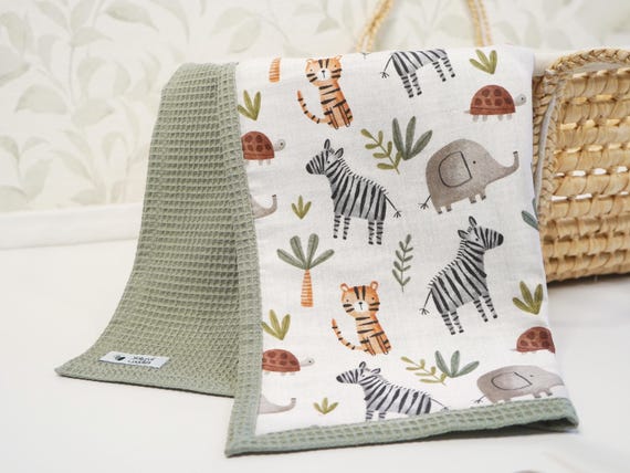 Safari Themed Newborn blanket, Natural baby blanket, Organic cotton baby blanket, Light Breathable two-layer baby blanket