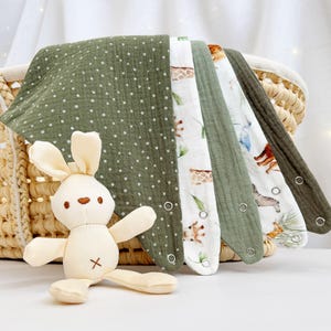 セット 5 Stück Musselin Baby und Kleinkind Halstücher Dreieckstücher Spucktücher Baumwolle Lätzchen Gaze、Geschenk