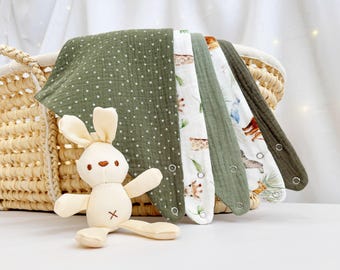 Set 5 Stück Musselin Baby und Kleinkind Halstücher Dreieckstücher Spucktücher Baumwolle Lätzchen Gaze, Geschenk