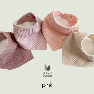 Must have baby drool bibs. Absorbent 3 layer bandana waffle bibs from organic cotton. pink