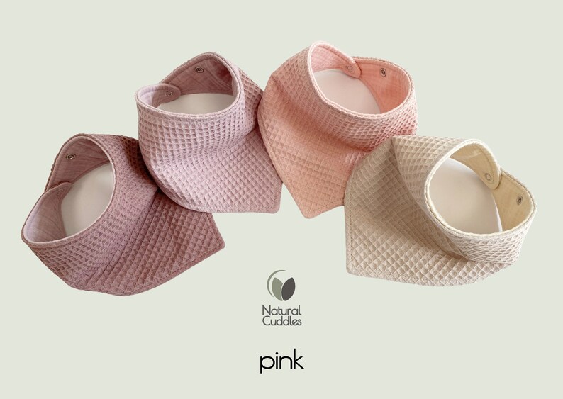 Must have baby drool bibs. Absorbent 3 layer bandana waffle bibs from organic cotton. pink