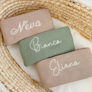 Personalized Knit Baby Blanket, Embroidered Name Blanket, Embroidery Gift for Baby Shower, Stroller Blanket, Baby Name Blanket, Custom Gift