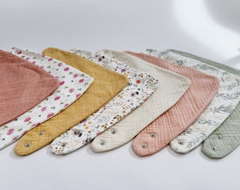 Summer Baby Girl Bib waterproof, Baby Muslin bandana burp cloth. Organic cotton newborn baby 1st birthday gift set