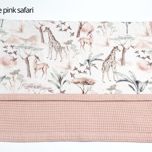 Coperta per bambini in cotone al 100%, fascia estiva, coperta estiva per bambina, coperta per bambino personalizzata, regalo per la doccia per bambina, coperta di cotone organico nude pink safari