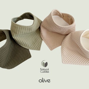 Must have baby drool bibs. Absorbent 3 layer bandana waffle bibs from organic cotton. olive