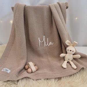 100% Cotton Baby blanket, Knitted Blanket, Embroidered Name Blanket, Baby girl Trow blanket, Personalised baby blanket