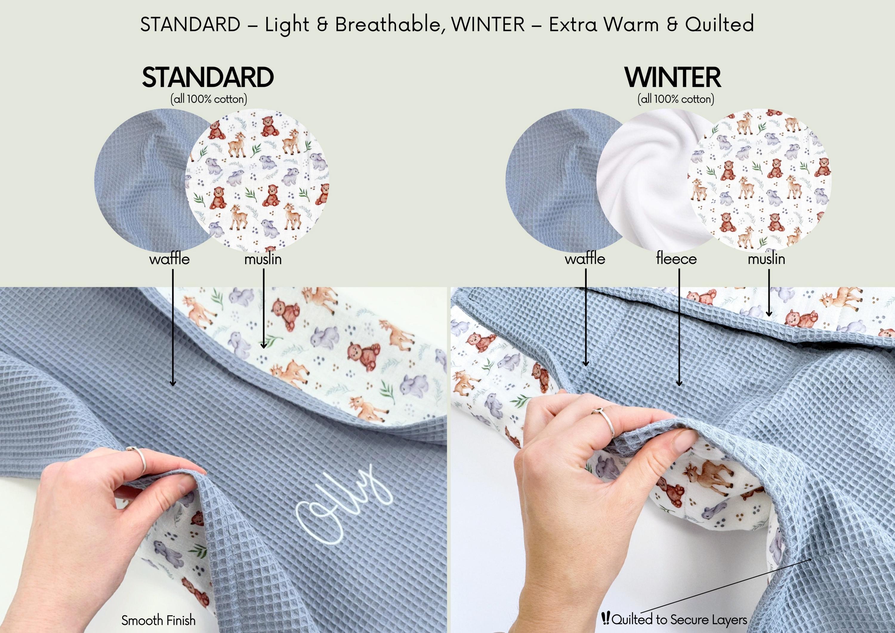 Personalized Organic Cotton Baby Blanket, Personalized Waffle Blanket, Custom Embroidered Name, Baby Shower Gift Girl, Woodland Nursery