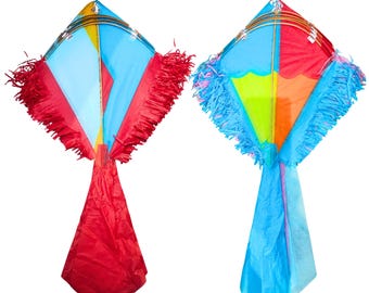 Miniature Paper Kites, Vibrant Fringed Kites, Set of 50