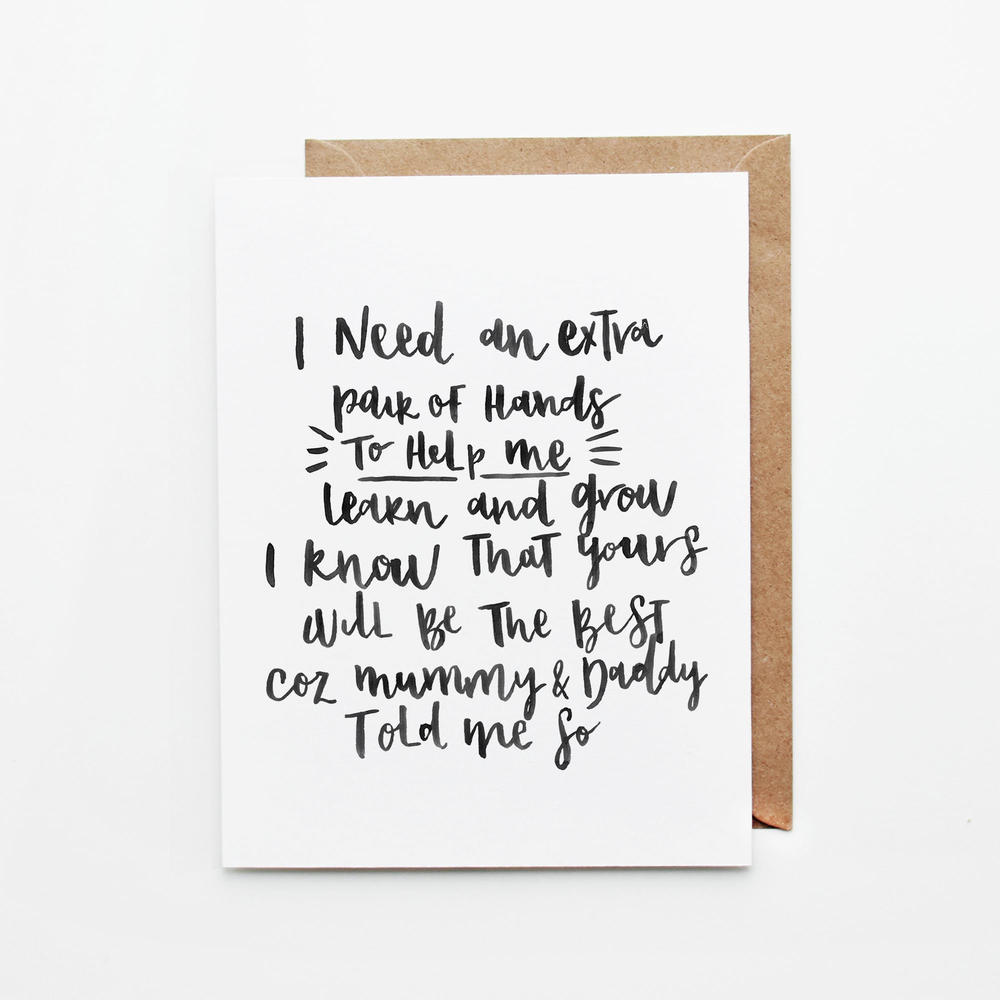 I Need An Extra Pair Of Hands Godparents Greeting Card Etsy
