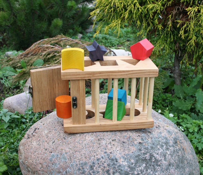 Wooden Montessori Shape Sorter Toys Natural Waldorf Wooden Etsy