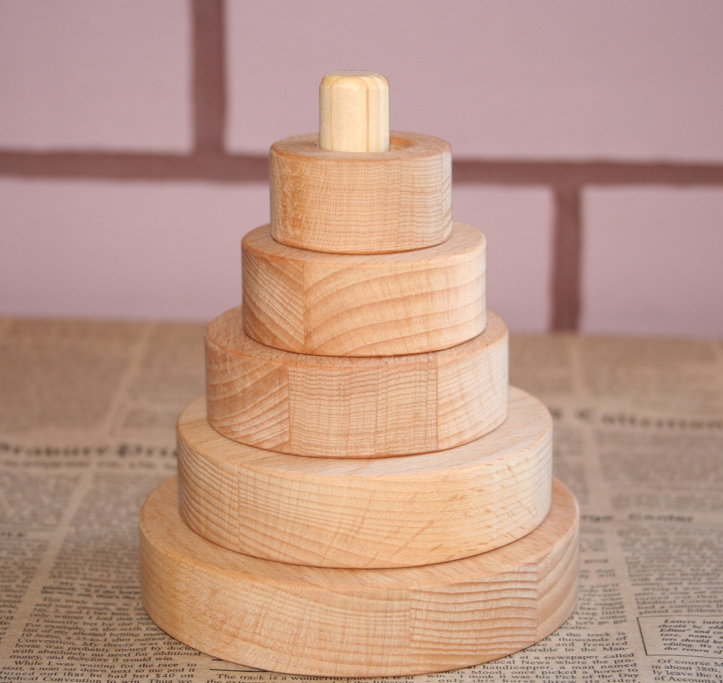 natural wood stacking toy