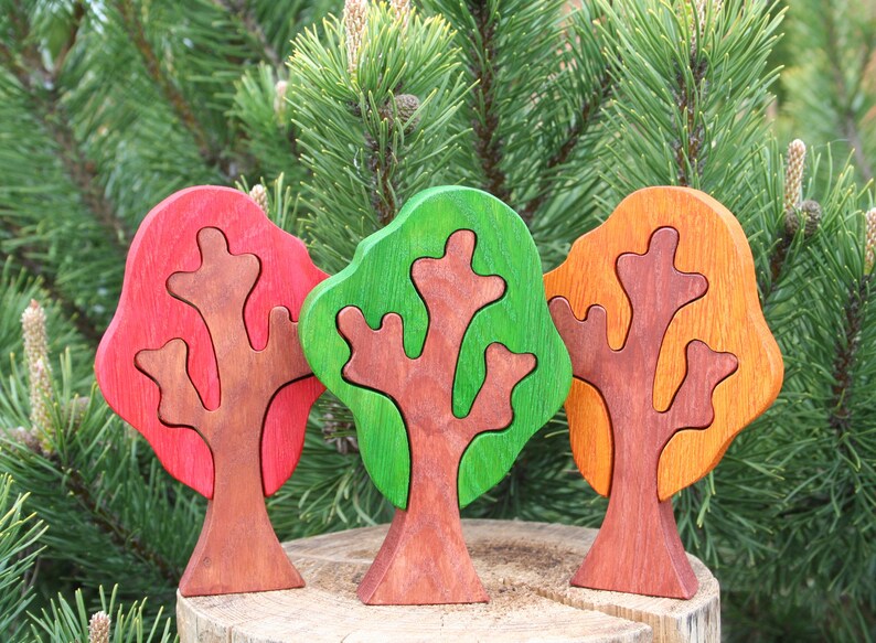 Wooden Tree Toy Set Montessori Tree Figure Wooden Tree Etsy
