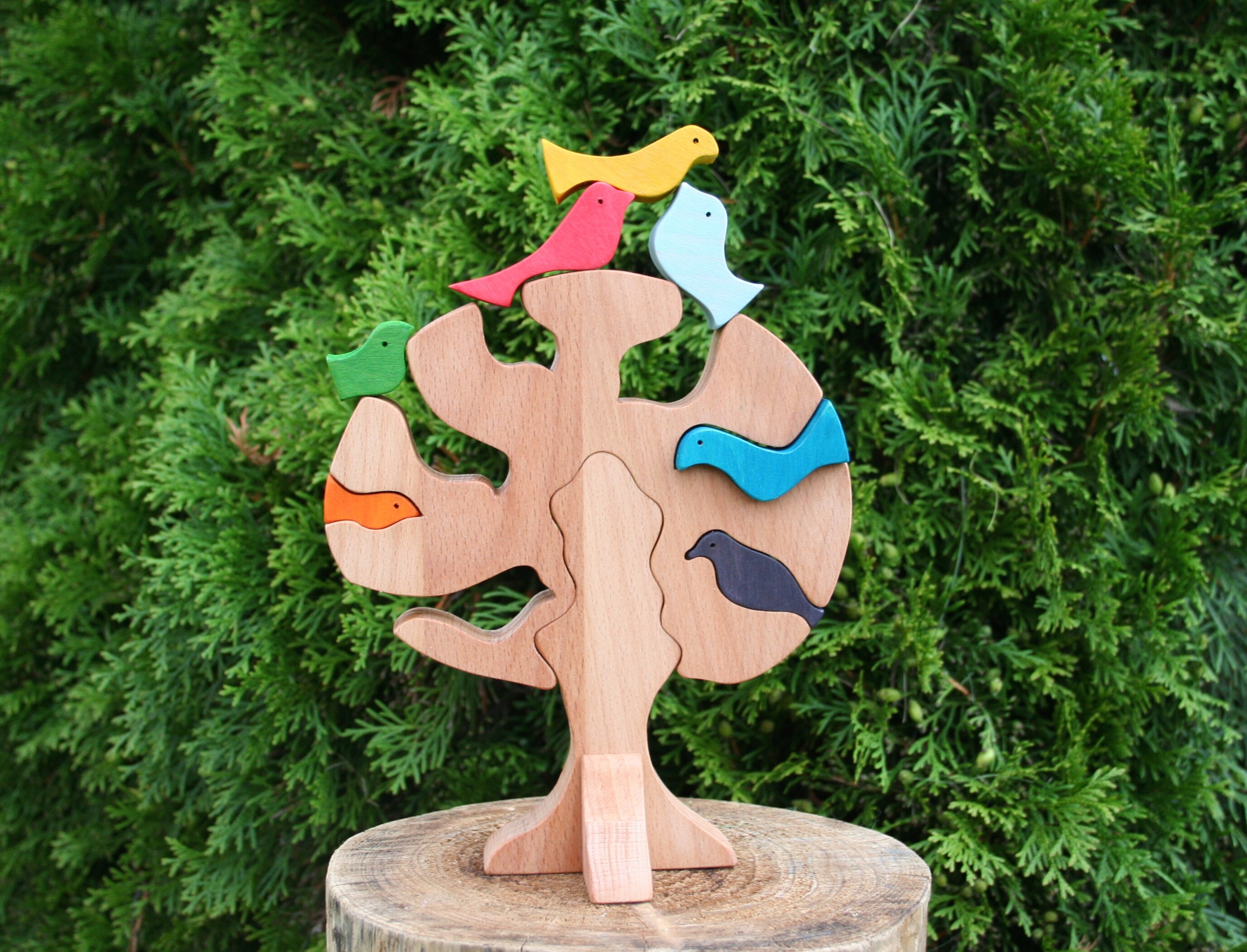 Wooden Tree Toy Puzzle Montessori and Waldorf Toys Toddler Etsy