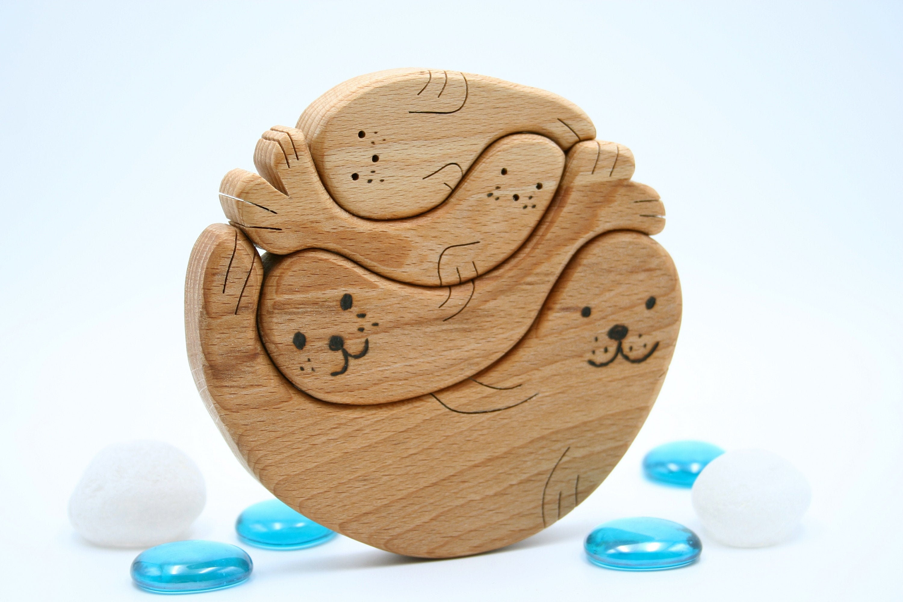 Seal Family Wooden Montessori Toys Puzzle Waldorf Baby Toddler Etsy