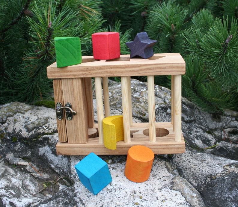 Wooden Montessori Shape Sorter Toys Natural Waldorf Wooden Etsy