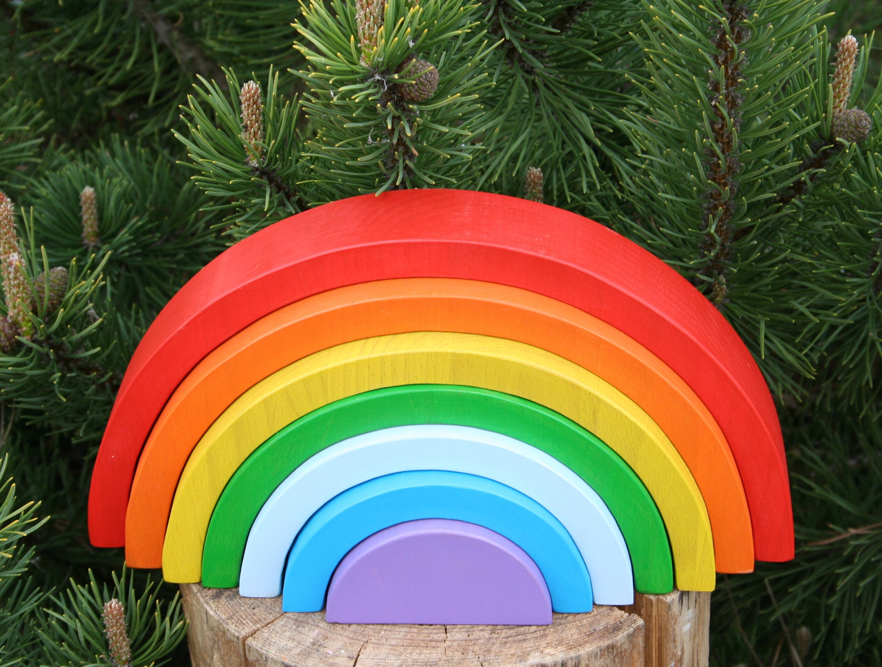 Wooden Rainbow Stack Waldorf puzzle stacking toy Etsy