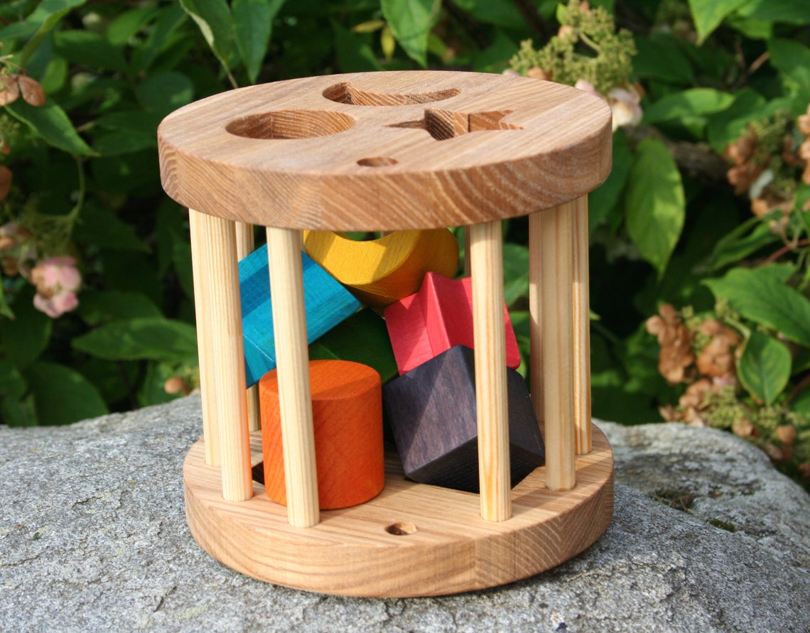 Wooden Montessori shape sorter toys natural Waldorf wooden Etsy