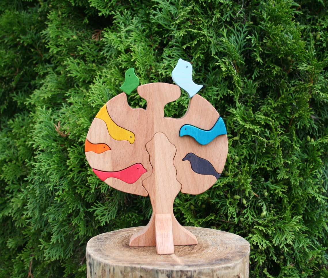 Wooden Tree Toy Puzzle Montessori and Waldorf Toys Toddler Etsy