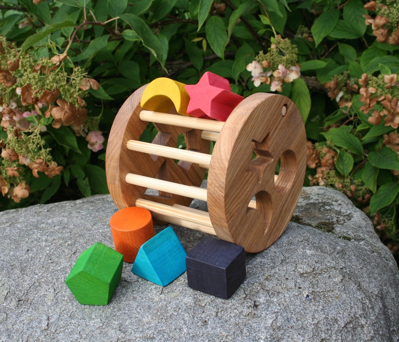 Wooden Montessori shape sorter toys natural Waldorf wooden Etsy