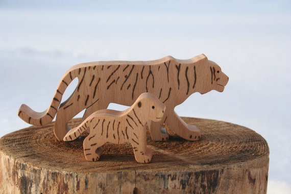 Waldorf wooden toy Wooden tiger 