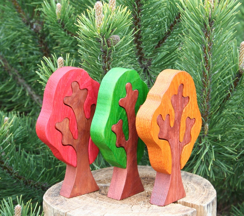 Wooden Tree Toy Set Montessori Tree Figure Wooden Tree Etsy