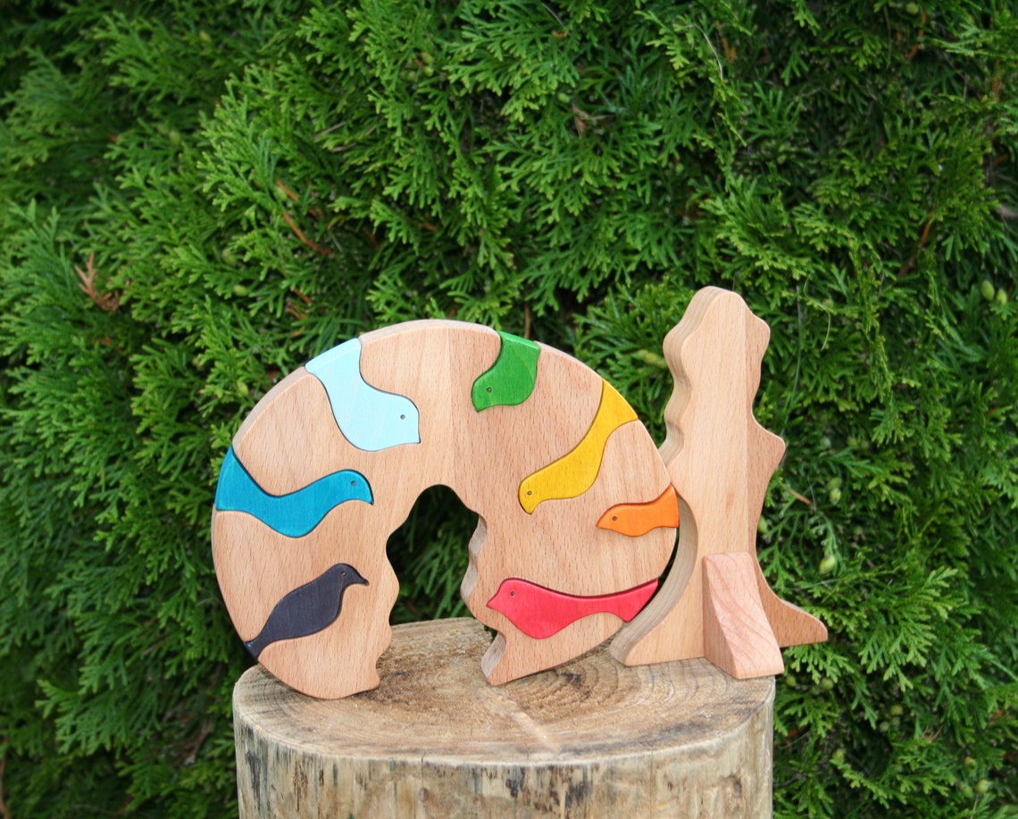 Wooden Tree Toy Puzzle Montessori and Waldorf Toys Toddler Etsy