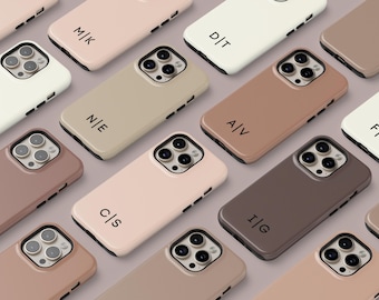 Gepersonaliseerde iPhone-hoesje, aangepast monogram telefoonhoesje, cadeau voor haar of hem, iPhone 16 15 Samsung & Pixel gepersonaliseerde iPhone-hoes minimalistisch