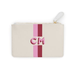 Luxury Clutch Monogrammed Mini Purse Makeup Bag Personalized Wristlet Initials Monogrammed Vegan Leather Clutch Coin Purse Zip Pouch Check