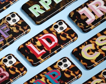 Tortoise Shell Monogram iPhone Case: Personalized Initials
